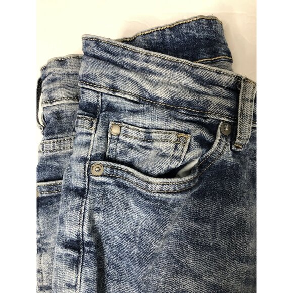 H and M Divided Women's 28x32 Blue Denim Jeans Skinny Leg Distressed Button Fly - Picture 2 of 9